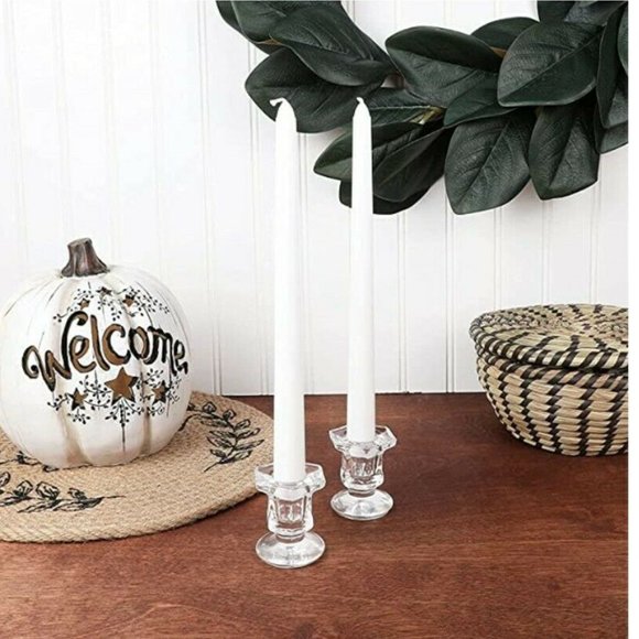 Set of 12 Glass Candle Holders, Clear Taper Candlestick Holder Juvale - Picture 3 of 3